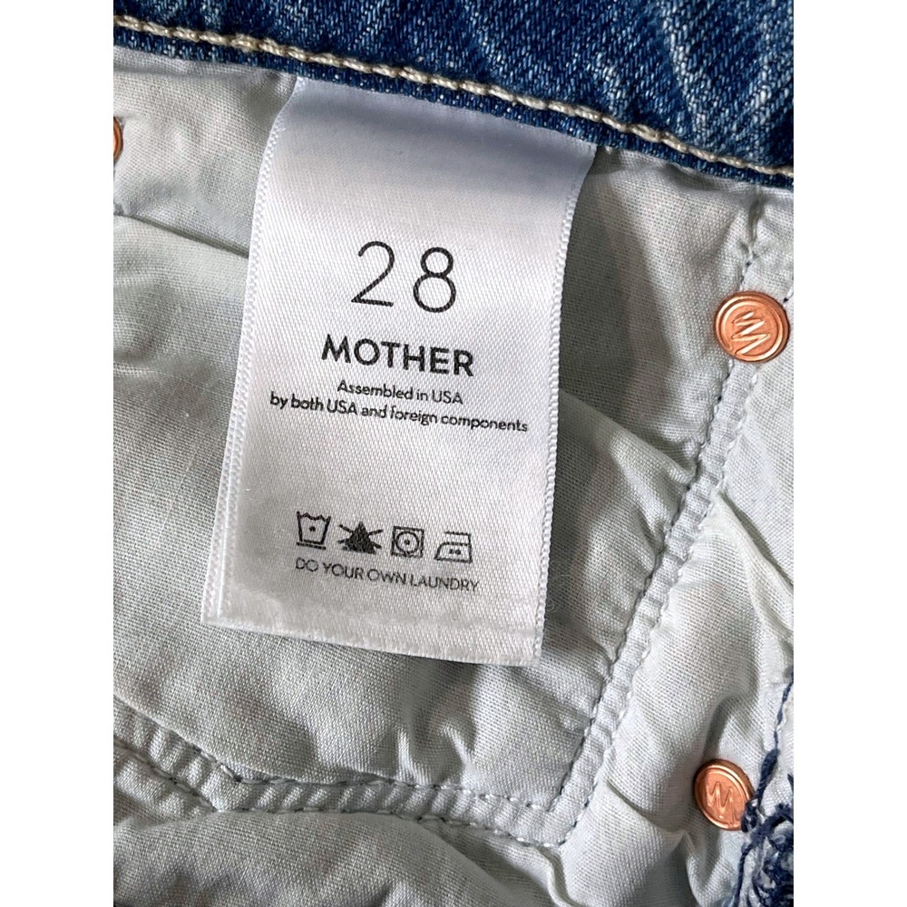 MOTHER Dodger Skimp Cuff Jeans SZ 28 Leap of Faith Straight Light Wash USA - Picture 10 of 12